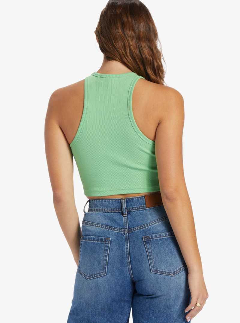 Absinthe Green Roxy Bright Boardwalk High Knit Tank | EARMVJ912