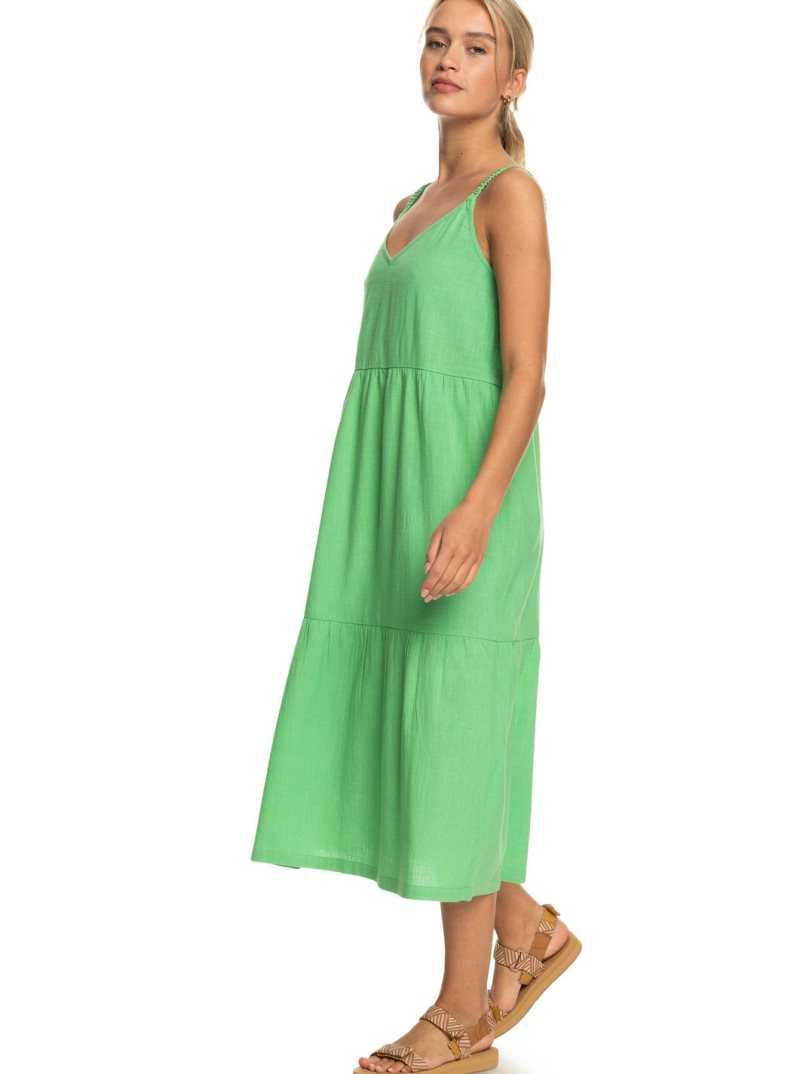 Absinthe Green Roxy Waiting Line Midi Dress | IZDHPB712