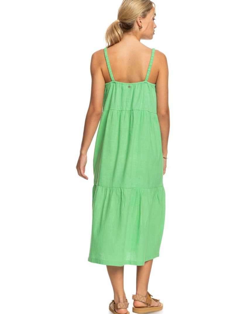 Absinthe Green Roxy Waiting Line Midi Dress | IZDHPB712