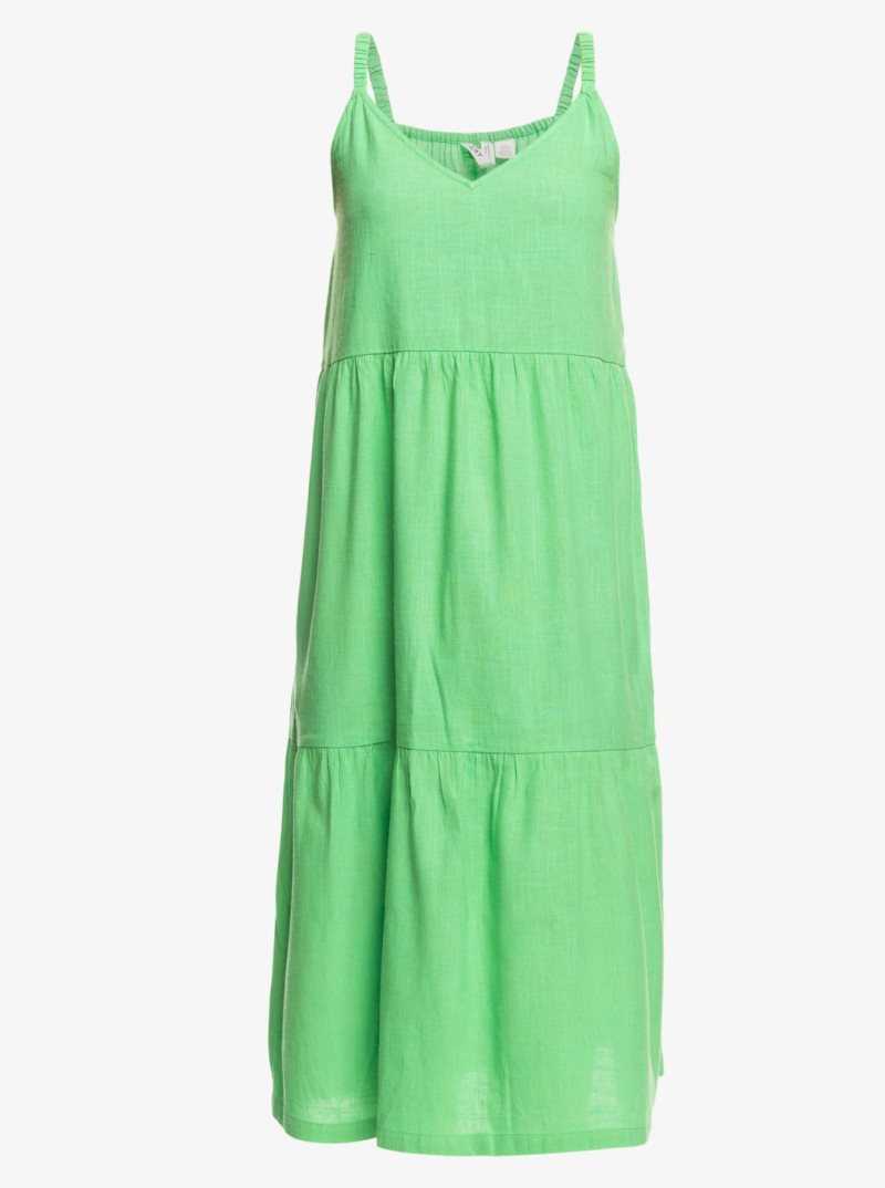 Absinthe Green Roxy Waiting Line Midi Dress | IZDHPB712