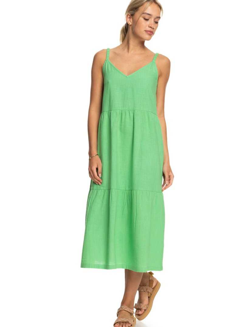 Absinthe Green Roxy Waiting Line Midi Dress | IZDHPB712