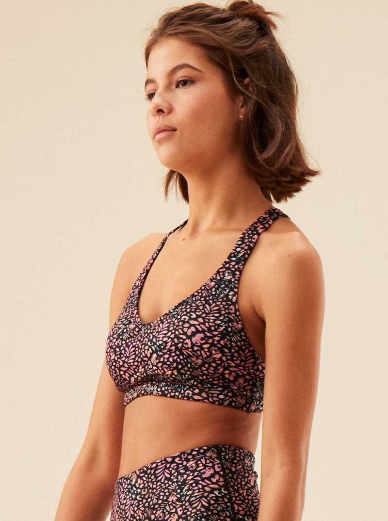 Anthracite Animal Dust Roxy Heart Into It Sports Bra | MFHUPB467