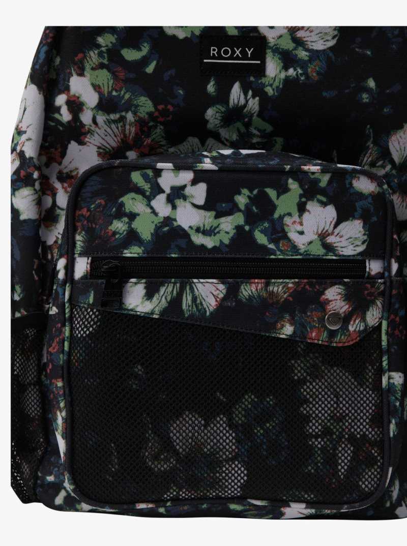 Anthracite Black Flowers La Roxy Best Time Printed 23 L Small Backpack | DZTQGF653