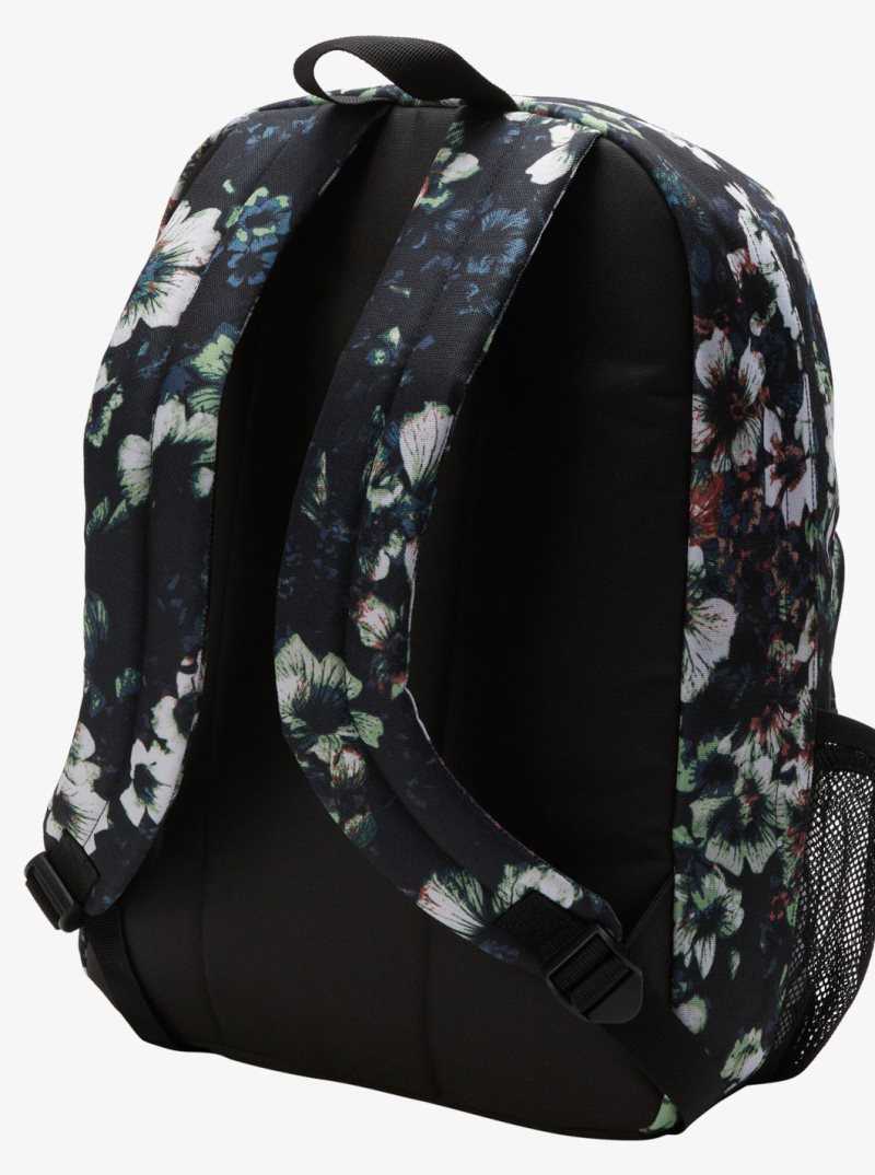 Anthracite Black Flowers La Roxy Best Time Printed 23 L Small Backpack | DZTQGF653