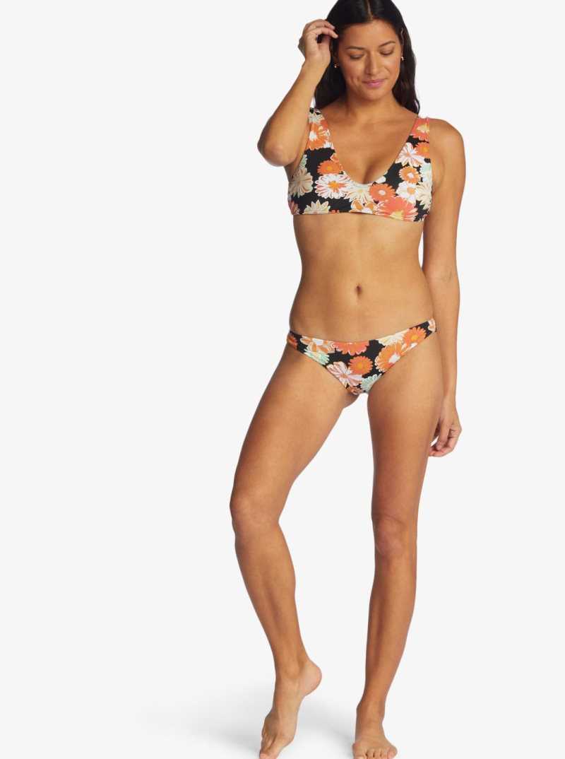 Anthracite Boogie Chillen Roxy Printed Beach Classics Cheeky Bikini Bottoms | EXPSFK425