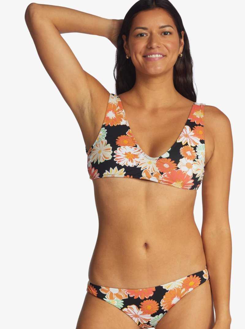 Anthracite Boogie Chillen Roxy Printed Beach Classics Bralette Bikini Top | LRGQVW896