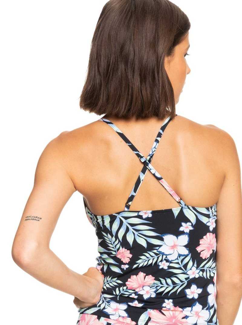 Anthracite Easy Breezy S Roxy Printed Beach Classics Tankini Bikini Top | IMPSNR415