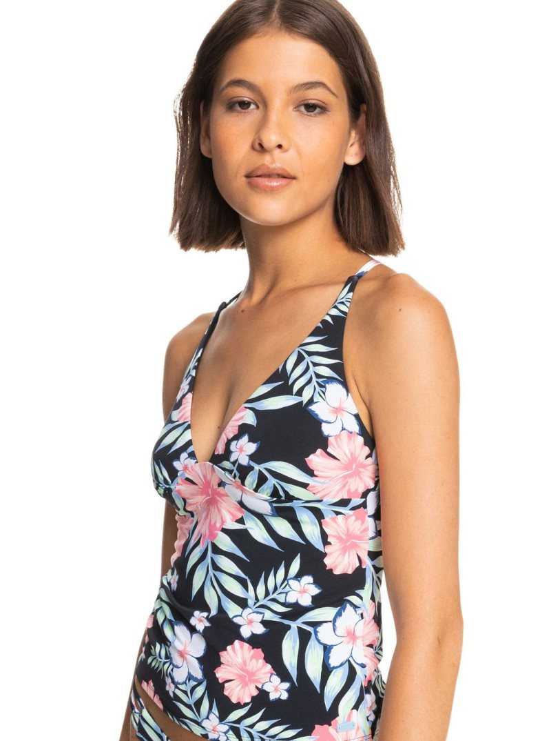 Anthracite Easy Breezy S Roxy Printed Beach Classics Tankini Bikini Top | IMPSNR415