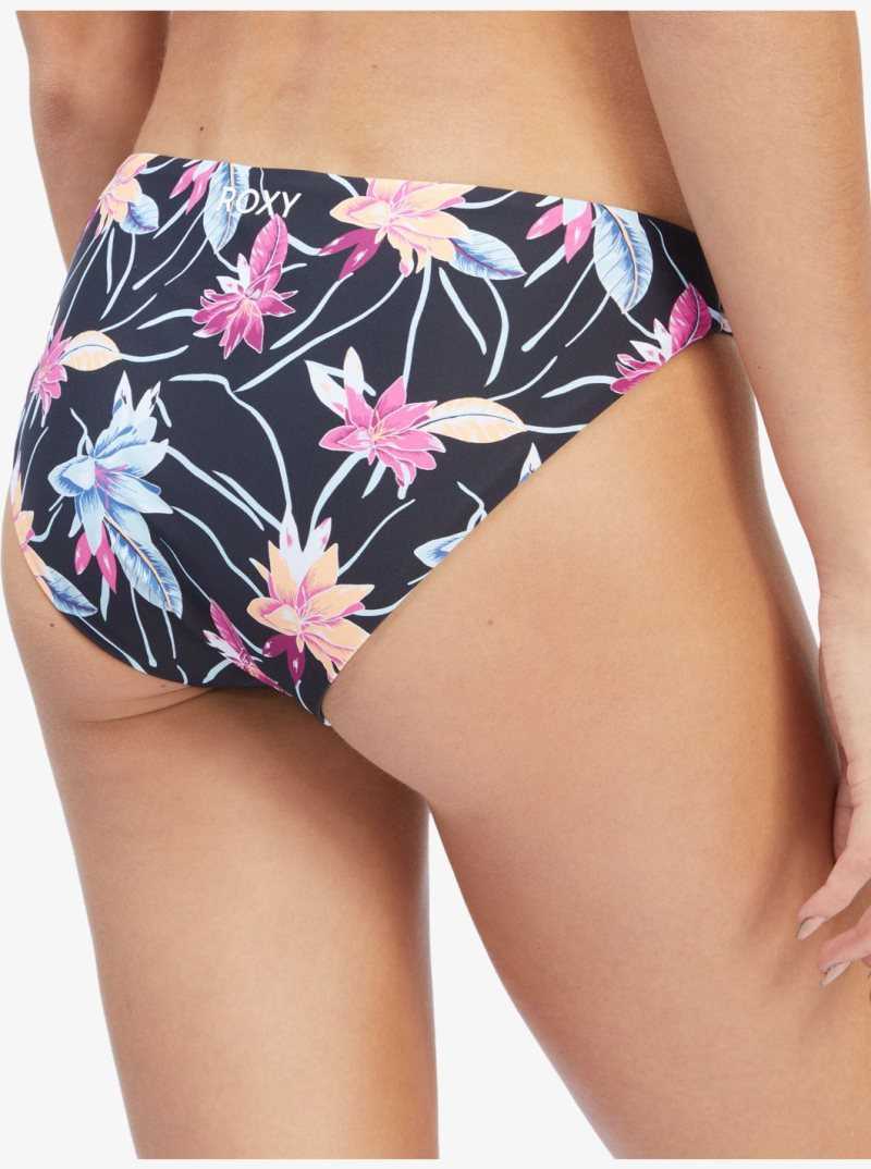 Anthracite Floral Flow Roxy Active Full Bikini Bottoms | IYGTRM916