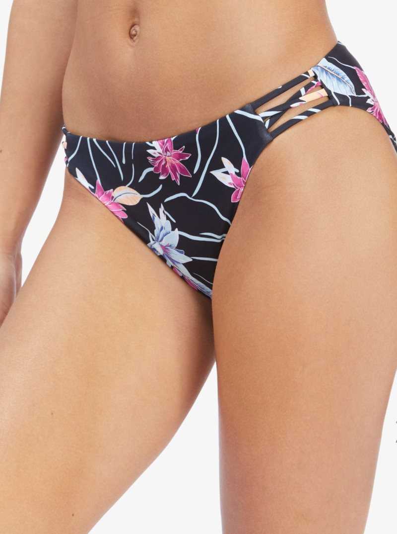 Anthracite Floral Flow Roxy Active Full Bikini Bottoms | IYGTRM916