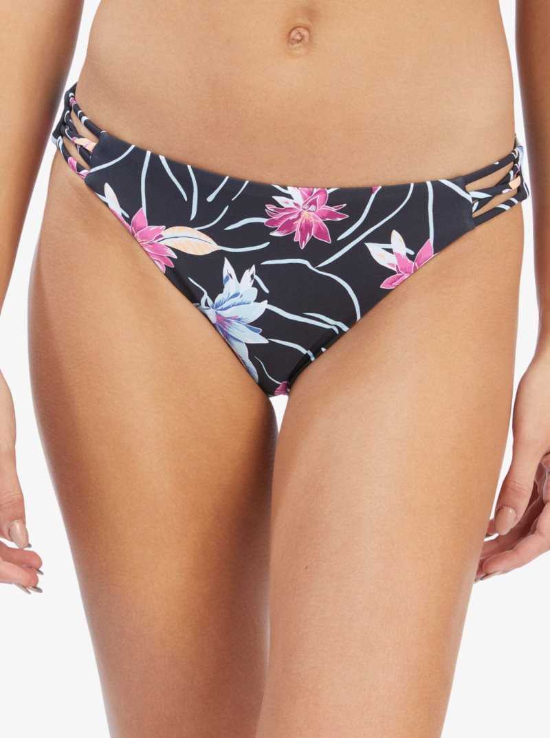 Anthracite Floral Flow Roxy Active Full Bikini Bottoms | IYGTRM916