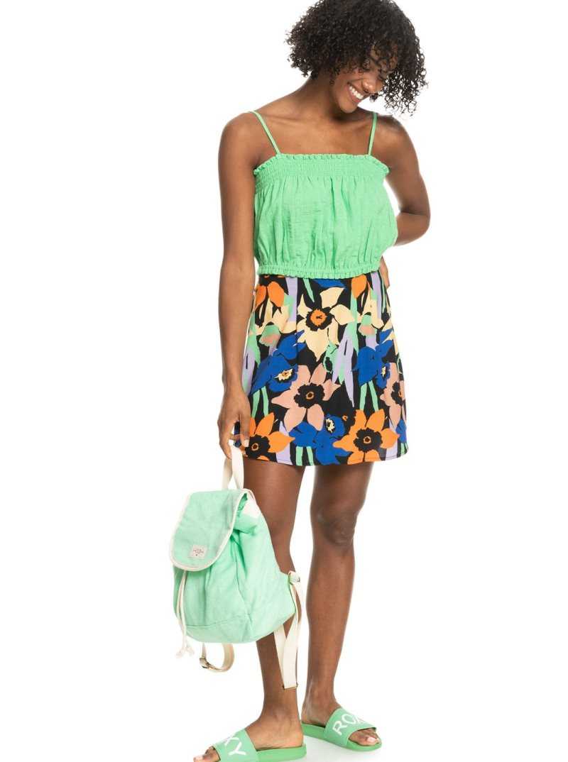 Anthracite Flower Jammin Roxy Golden Poppy Mini Flowy Skirt | HUGZYA498