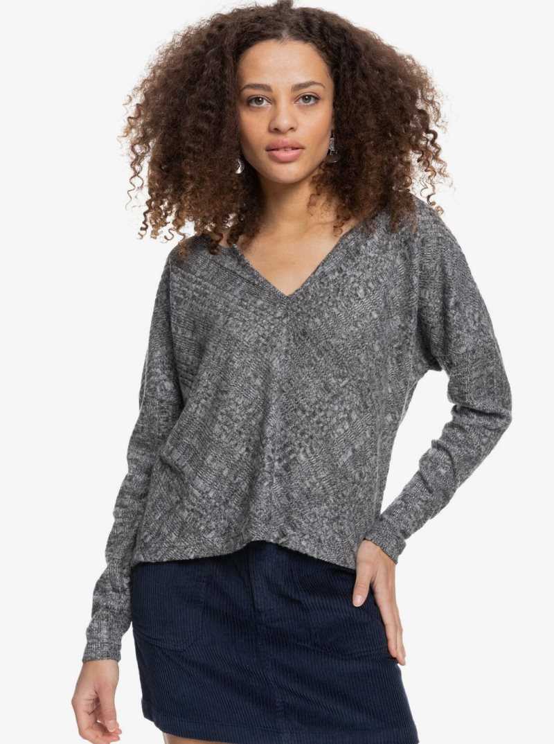 Anthracite Heather Roxy High Tide Knit Top | EQPOFB821