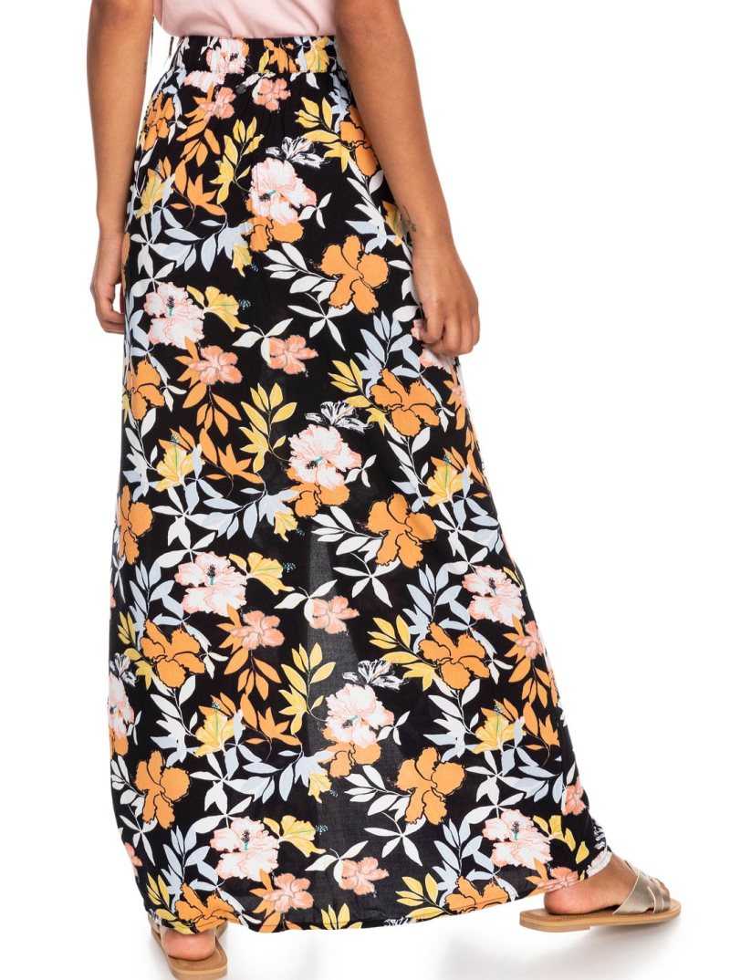 Anthracite Island Vibes Roxy Sunset Shimmer Maxi Skirt | XIUNQB435