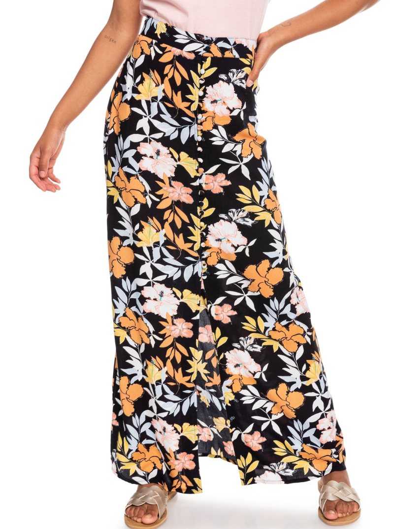 Anthracite Island Vibes Roxy Sunset Shimmer Maxi Skirt | XIUNQB435