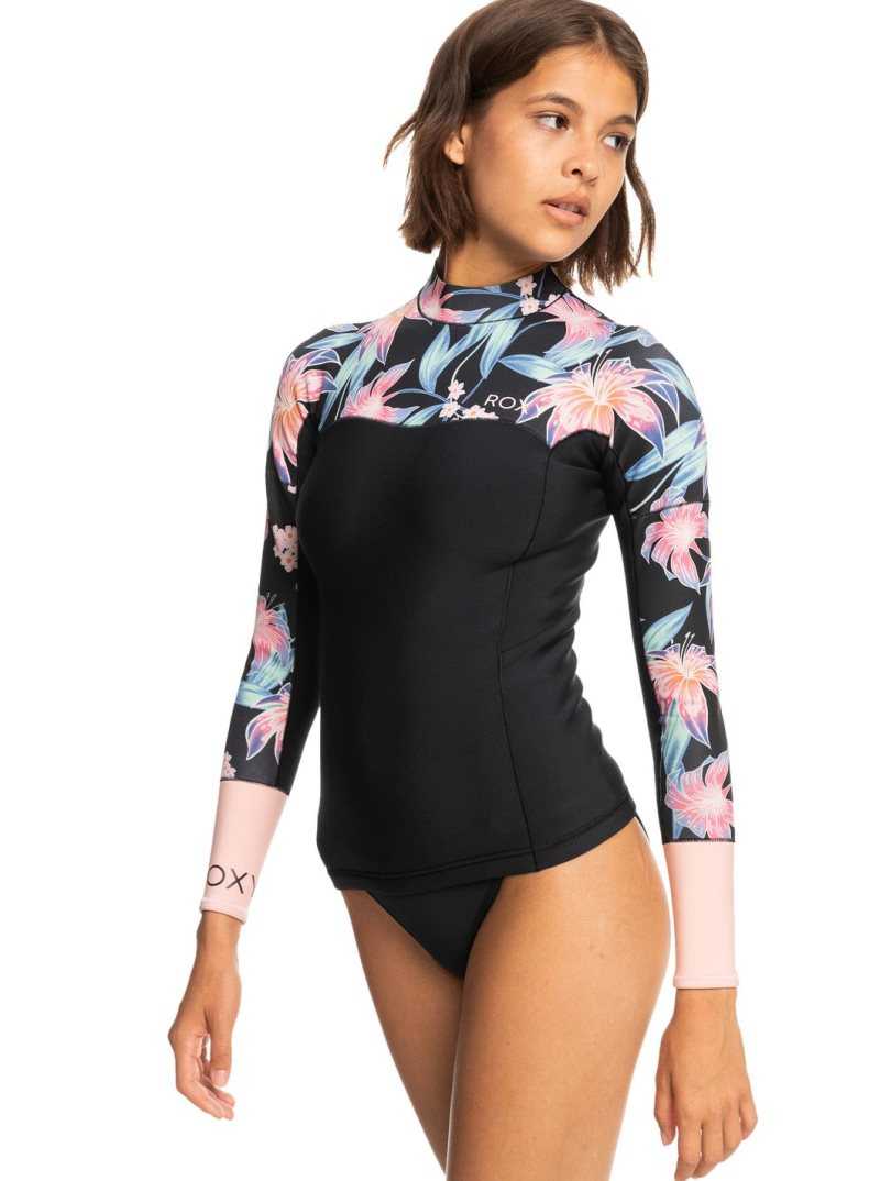 Anthracite Paradise Found S Roxy 1mm Swell Series Long Sleeve Wetsuit Top | JBYQKA403