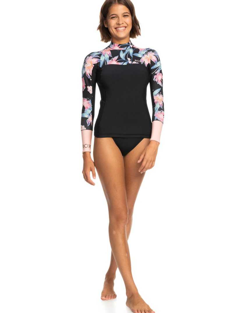 Anthracite Paradise Found S Roxy 1mm Swell Series Long Sleeve Wetsuit Top | JBYQKA403