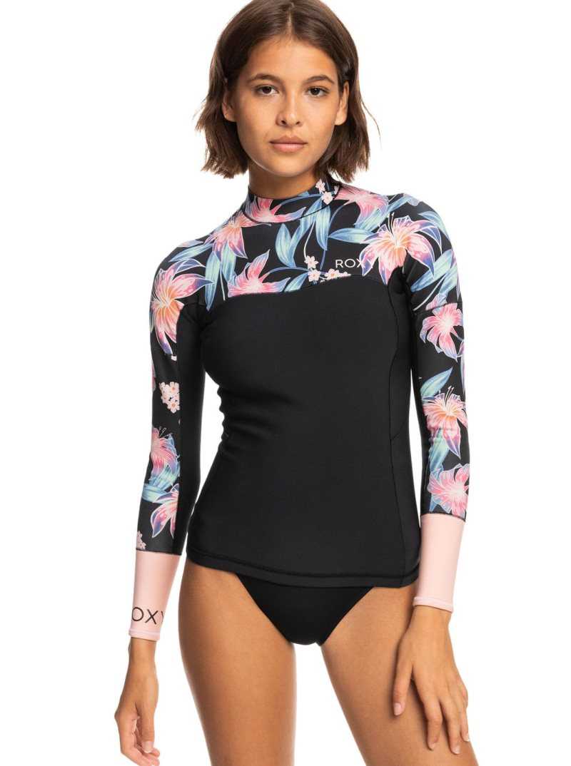 Anthracite Paradise Found S Roxy 1mm Swell Series Long Sleeve Wetsuit Top | JBYQKA403