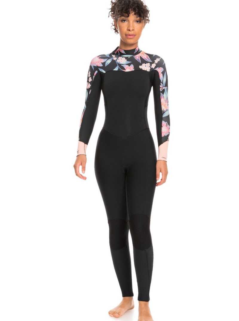 Anthracite Paradise Found S Roxy 4/3mm Swell Series Back Zip Wetsuit | ELYKAV835