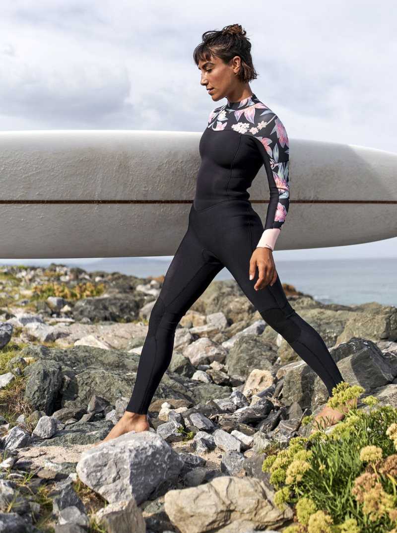 Anthracite Paradise Found S Roxy 4/3mm Swell Series Back Zip Wetsuit | ELYKAV835