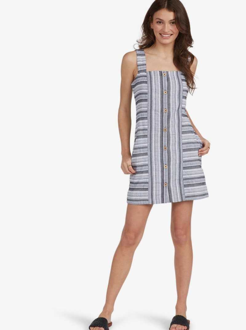 Anthracite River Stripe Roxy Next Door Dress | WDHZQF937