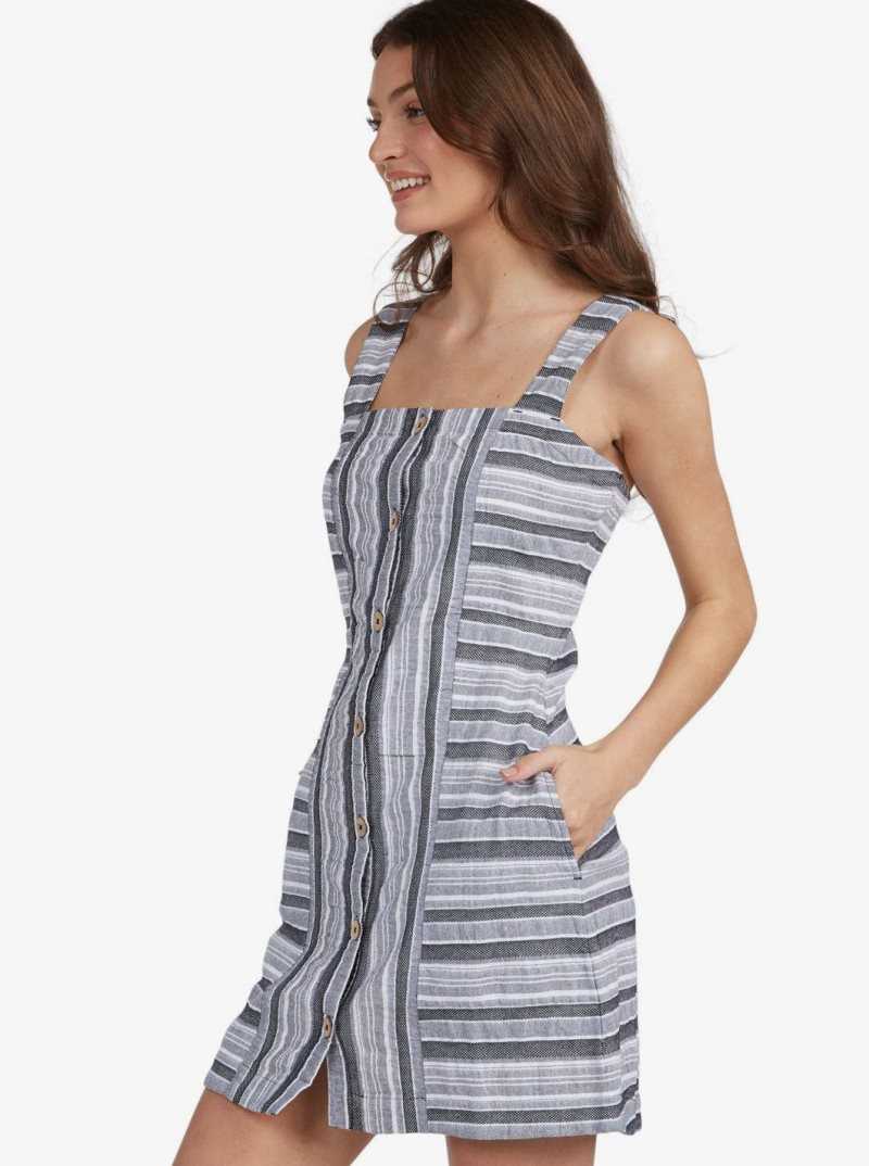 Anthracite River Stripe Roxy Next Door Dress | WDHZQF937