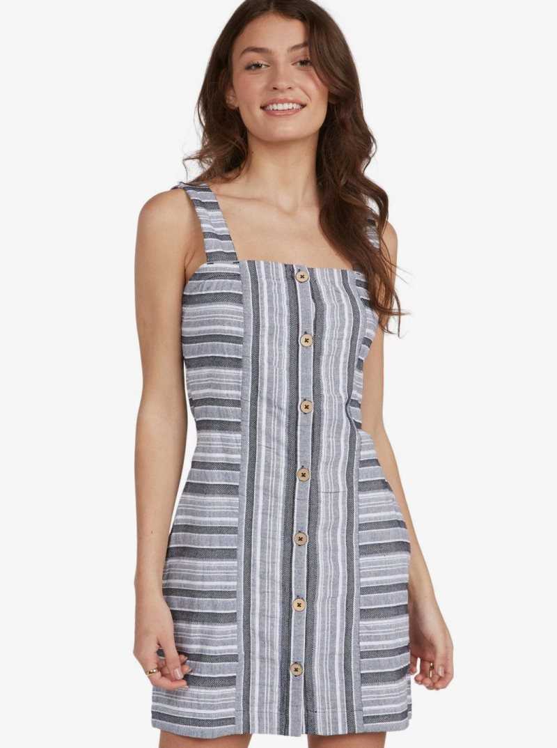 Anthracite River Stripe Roxy Next Door Dress | WDHZQF937