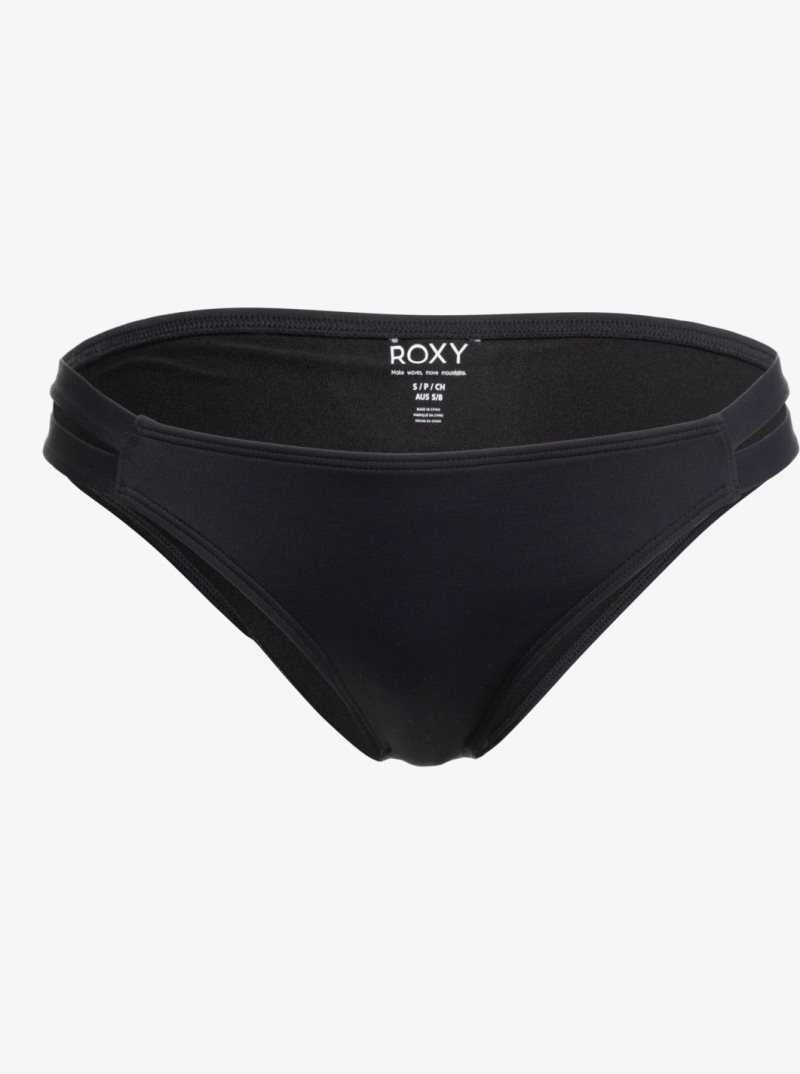 Anthracite Roxy Beach Classics Regular Solid Bikini Bottoms | ZSUJPA814