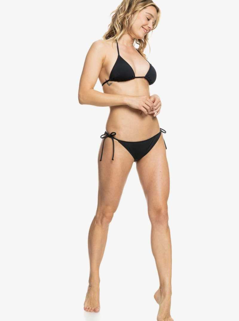 Anthracite Roxy Beach Classics Tie Side Solid Bikini Bottoms | XDPCQG362