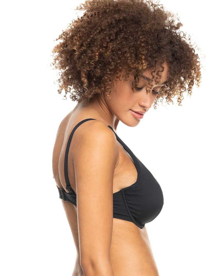 Anthracite Roxy Beach Classics Underwired D-Cup Bikini Top | CHYDMI381