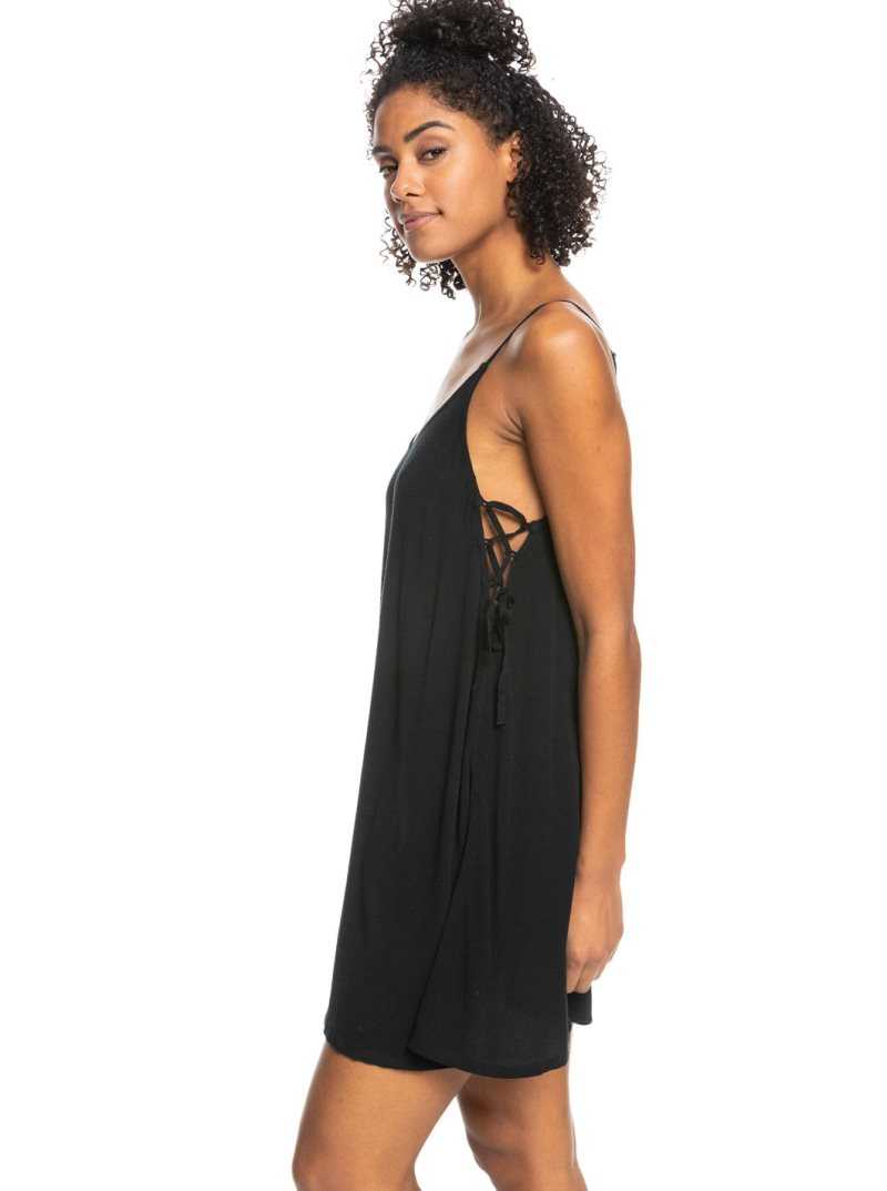 Anthracite Roxy Beachy Vibes Solid Beach Cover-Up Dress | INZTKY536