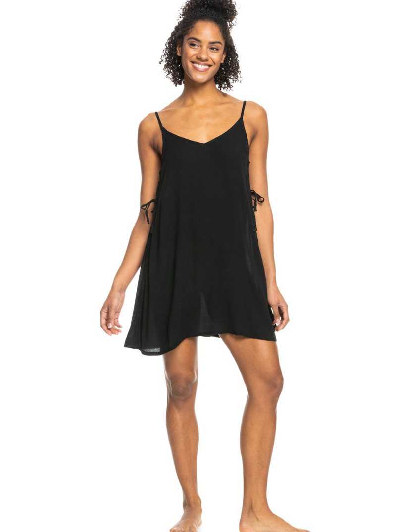 Anthracite Roxy Beachy Vibes Solid Beach Cover-Up Dress | INZTKY536