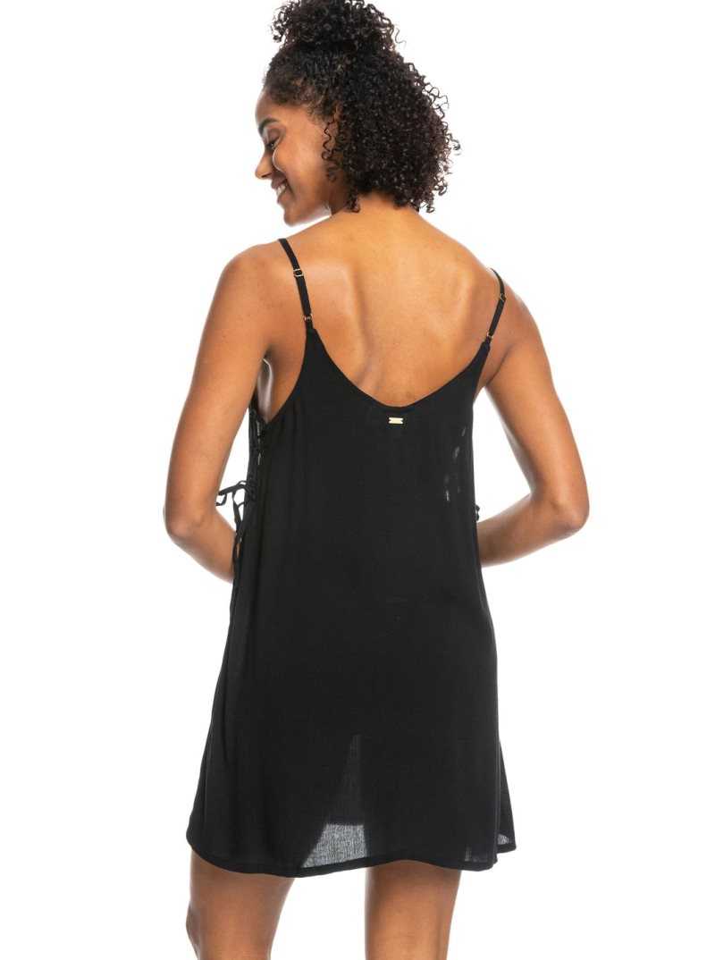 Anthracite Roxy Beachy Vibes Solid Beach Cover-Up Dress | INZTKY536