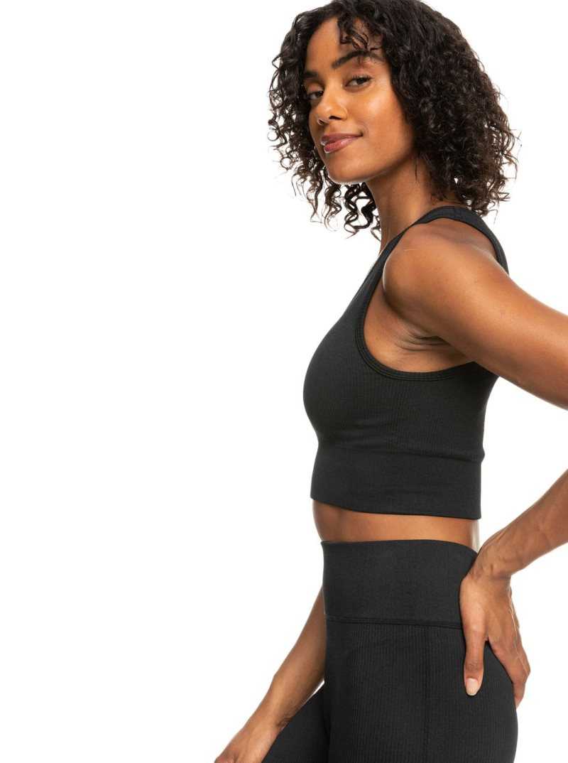 Anthracite Roxy Chill Out Seamless Sports Bra | FCQZPW209