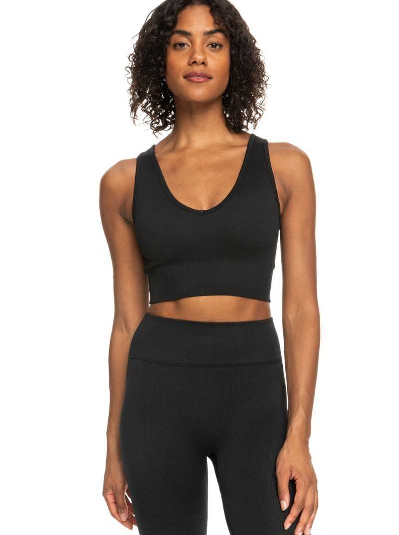 Anthracite Roxy Chill Out Seamless Sports Bra | FCQZPW209