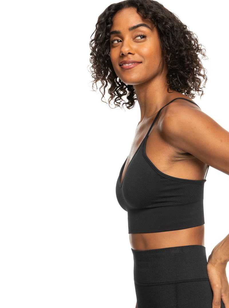 Anthracite Roxy Chill Out Seamless Sports Bra | WZVMLS941