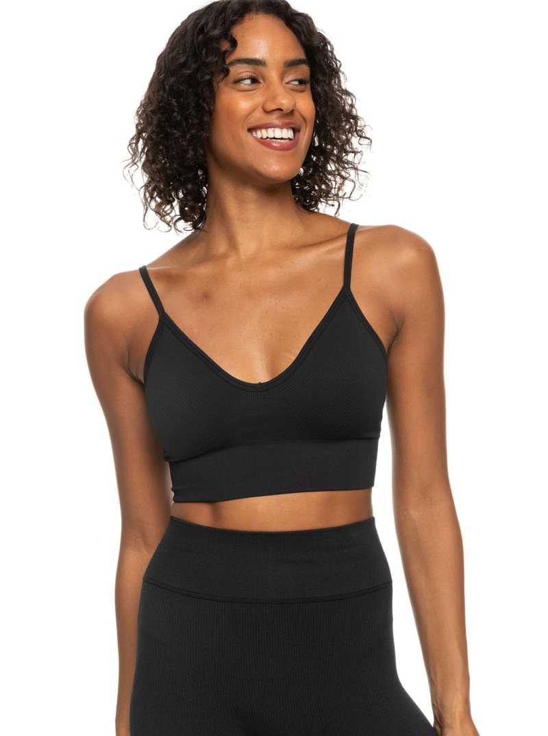 Anthracite Roxy Chill Out Seamless Sports Bra | WZVMLS941