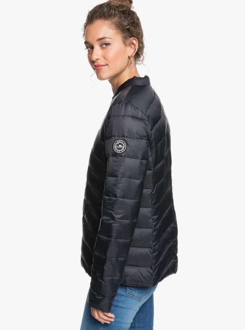 Anthracite Roxy Coast Road Puffy Zip-Up Jacket | KQUVXE845