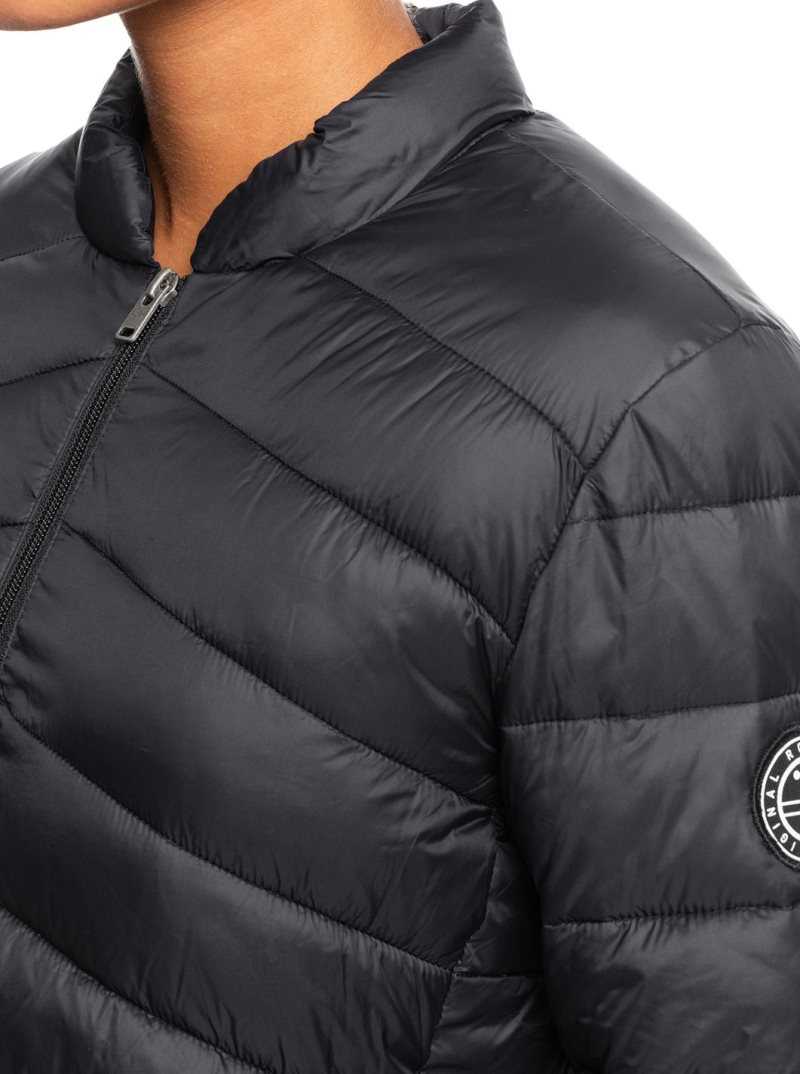 Anthracite Roxy Coast Road Puffy Zip-Up Jacket | KQUVXE845