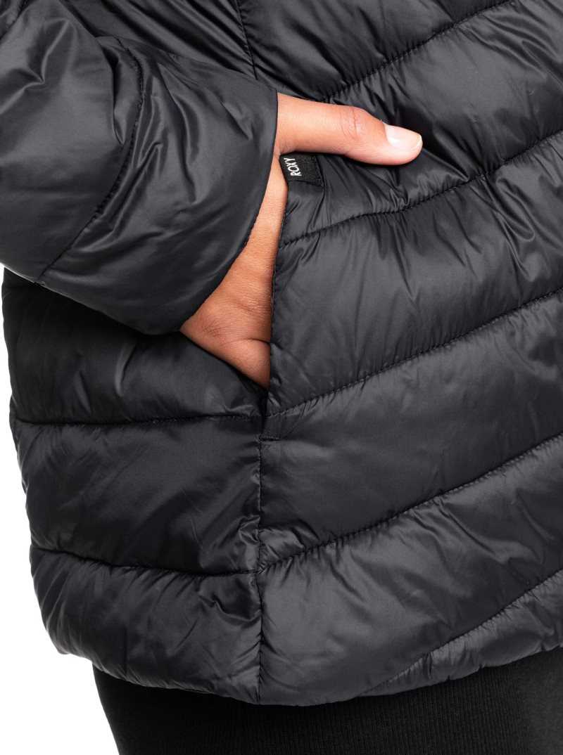 Anthracite Roxy Coast Road Puffy Zip-Up Jacket | KQUVXE845