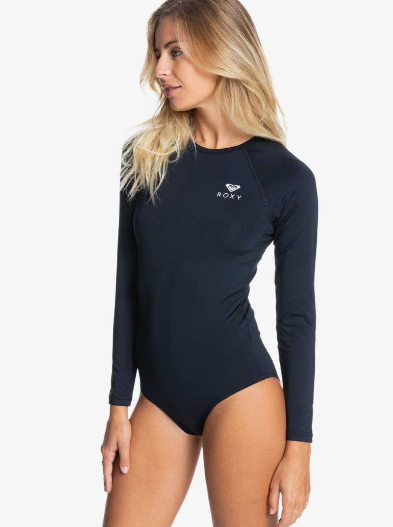 Anthracite Roxy Essentials Long Sleeve One-Piece Swimsuit | HGBTIC802