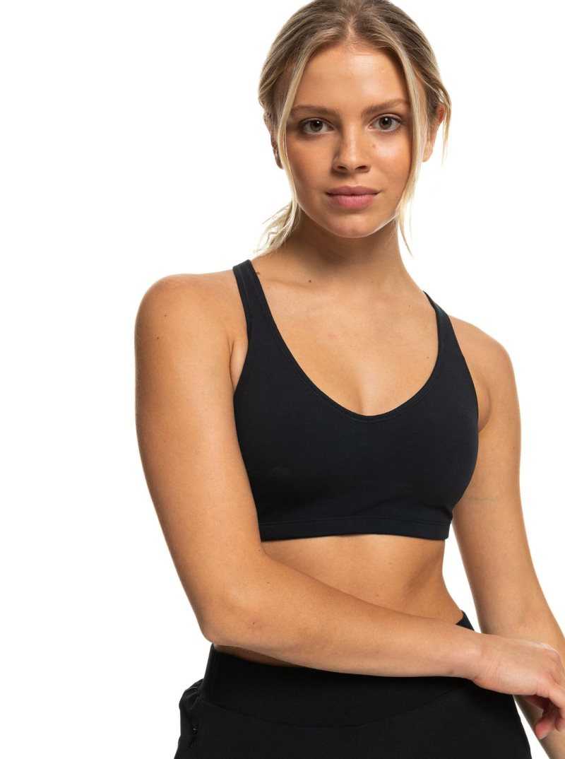 Anthracite Roxy Heart Into It Sports Bra | KHJBQN630