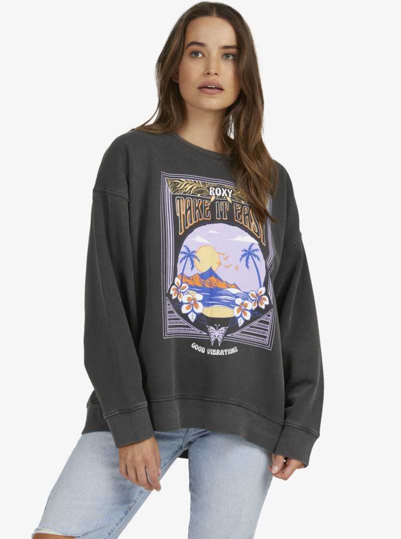 Anthracite Roxy Into The Night Sweatshirt | YFPJMZ834