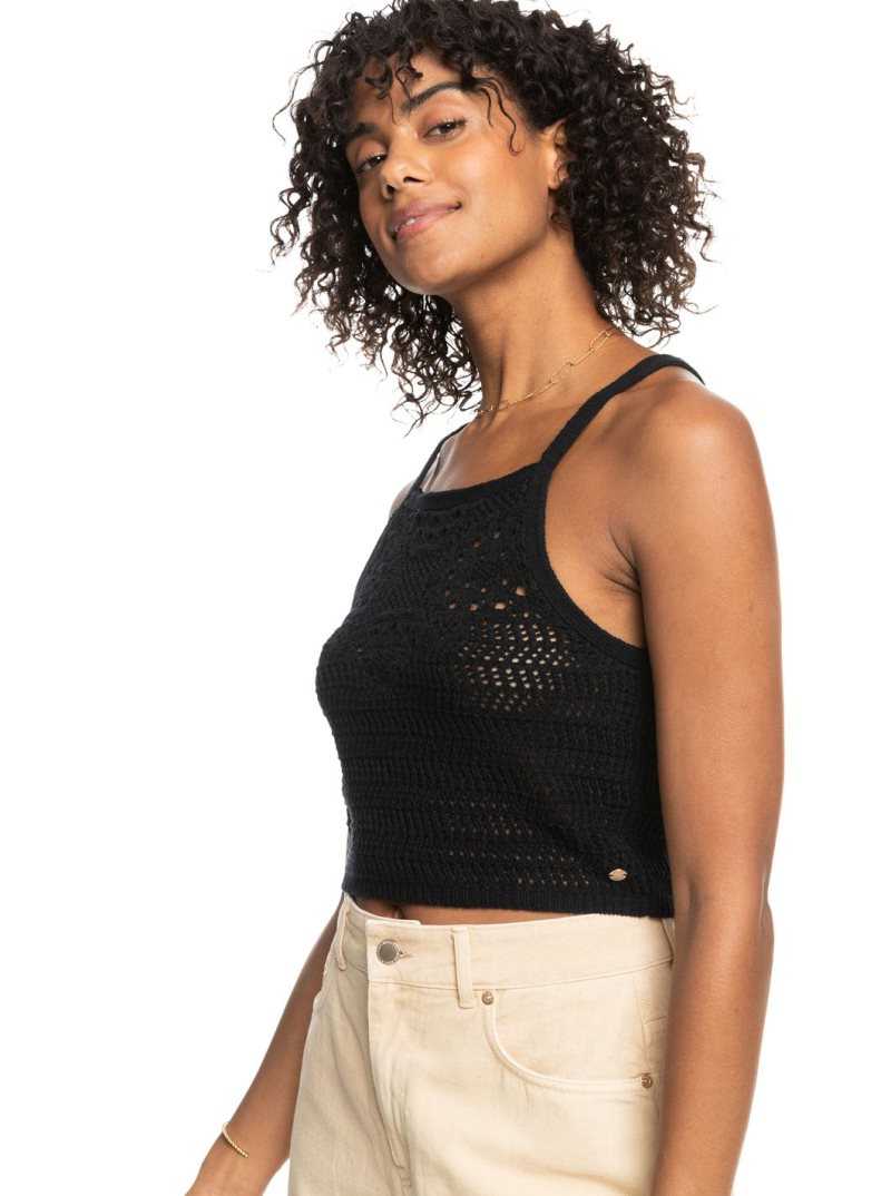 Anthracite Roxy Malibu Crush Knitted Halter Top | TFSMAK063