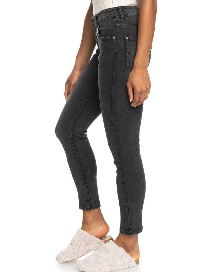 Anthracite Roxy Night Away Black Slim Jeans | UWSQET835