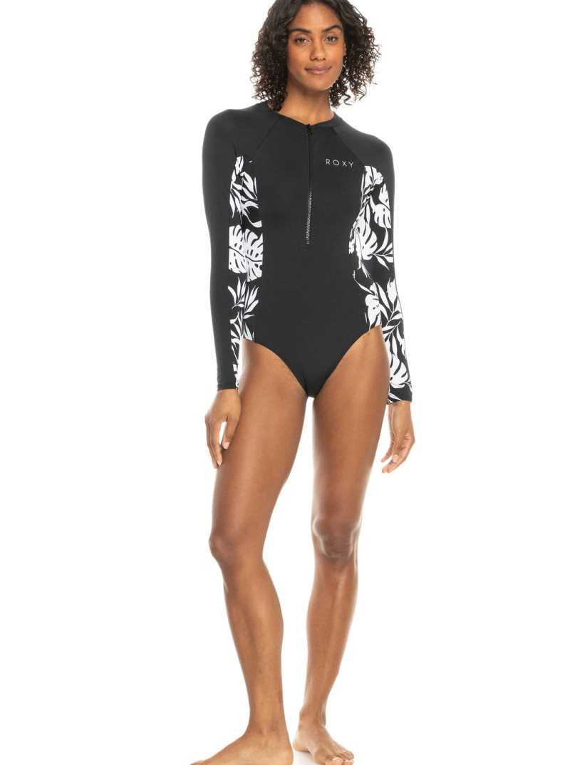 Anthracite Roxy Onesie Long Sleeve One-Piece Swimsuit | BEJKVC108