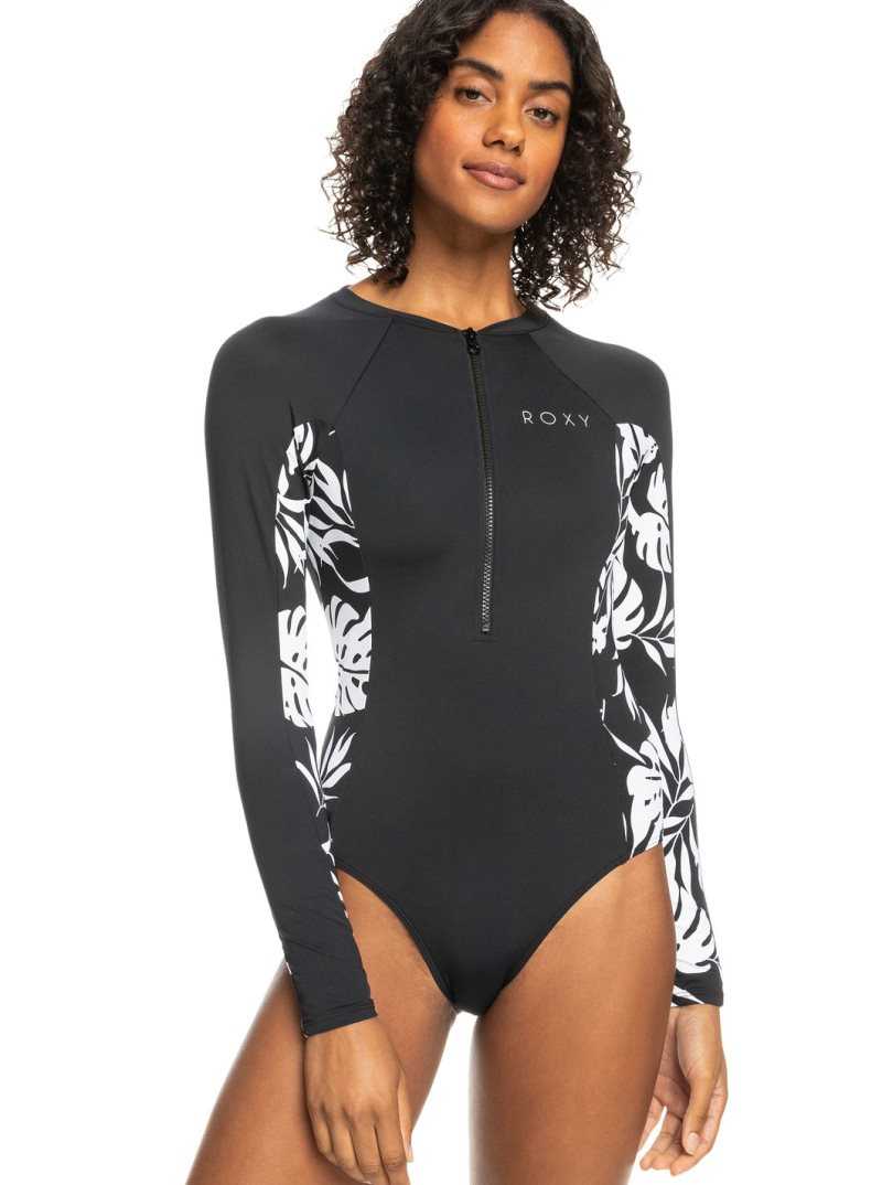 Anthracite Roxy Onesie Long Sleeve One-Piece Swimsuit | BEJKVC108