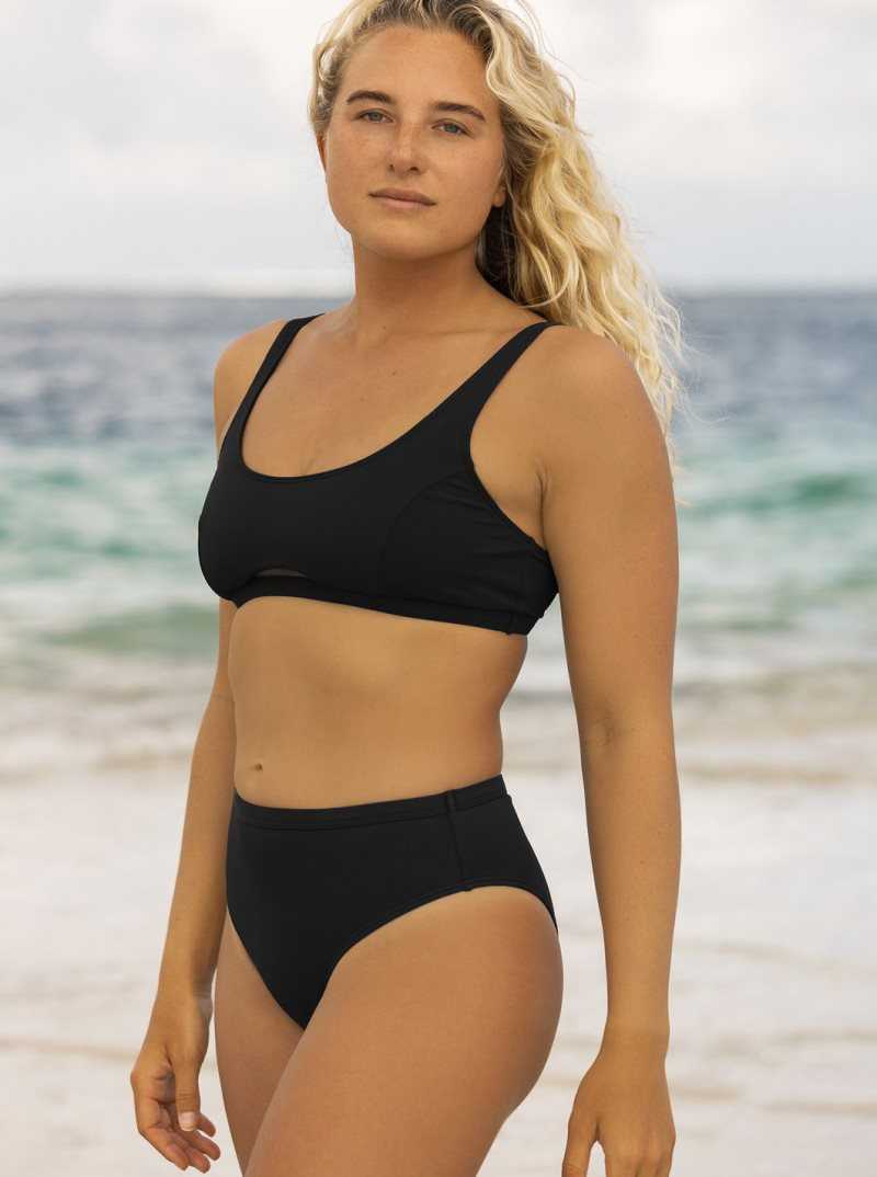 Anthracite Roxy Pro The Backside Moderate Bikini Bottoms | HRXPLI102