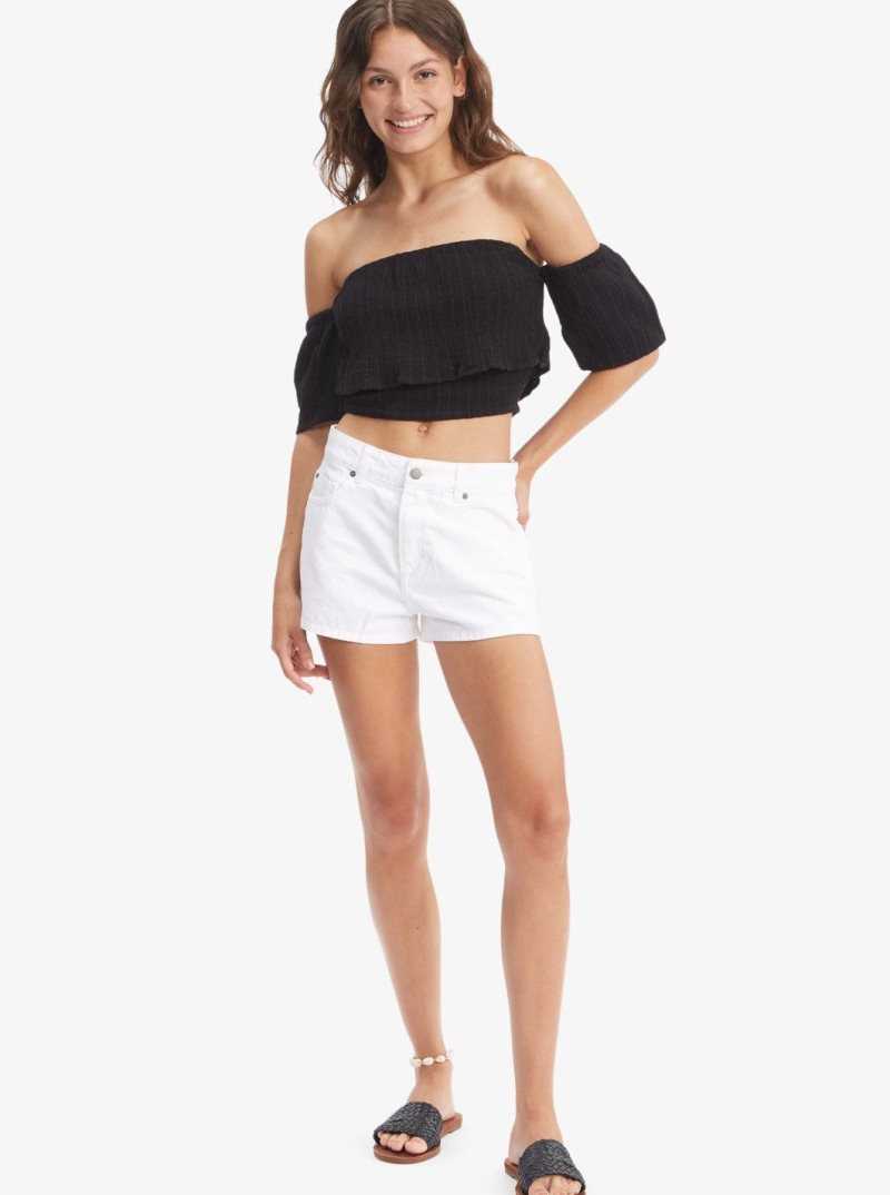 Anthracite Roxy Seaside Heaven Off The Shoulder Crop Top | EIAKWN570