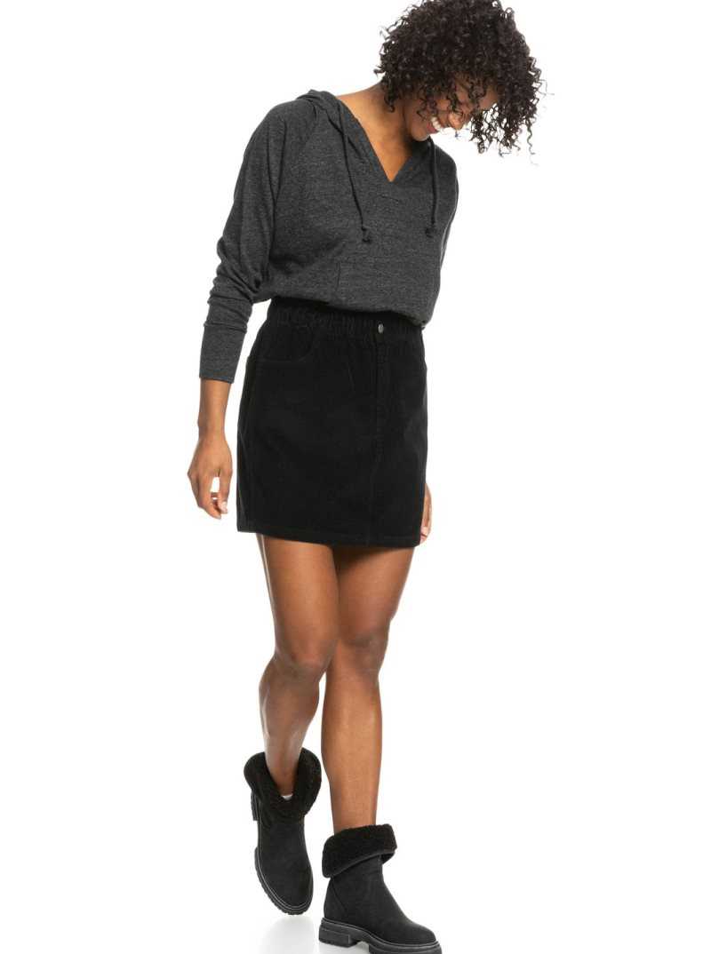 Anthracite Roxy Silent Days Corduroy Skirt | HSOCTL042